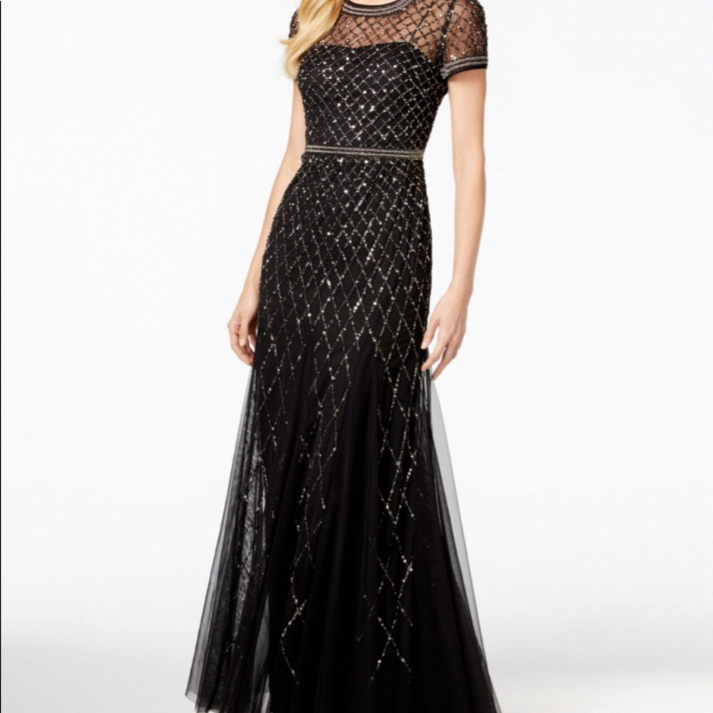 Adrianna Papell sequin black dress